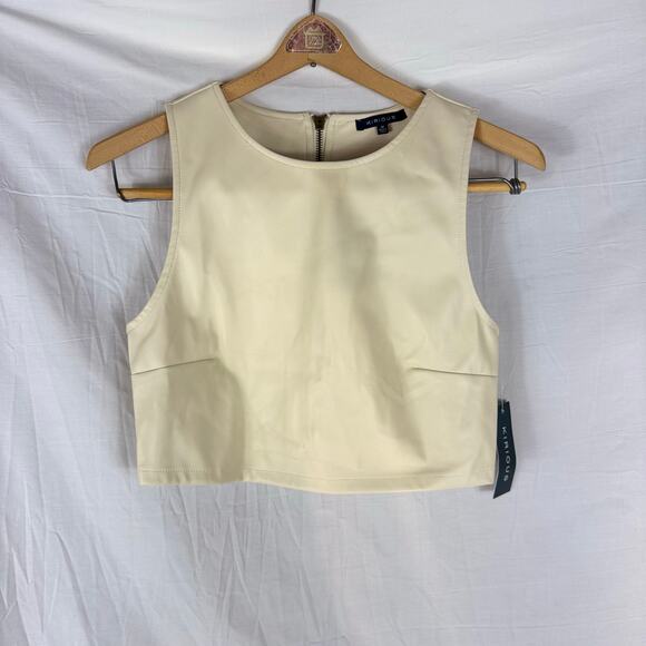 NWT Kirious Sleeveless Cropped Blouse Women's Medium Beige Zipper in Back - Picture 1 of 6